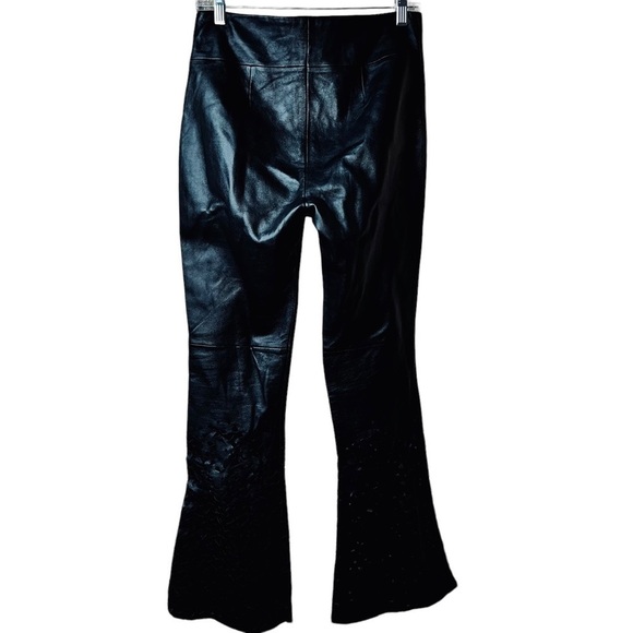 AOC Absence of Color Black Genuine Leather Pants Low Rise Flared Laser Cut 6 - Picture 10 of 15